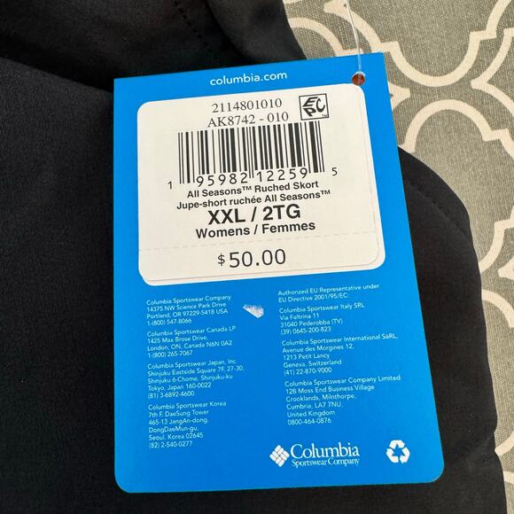 NWT Columbia Skort Womens XXL Black Athletic Workout Golf Tennis Pickleball UPF - Picture 3 of 15